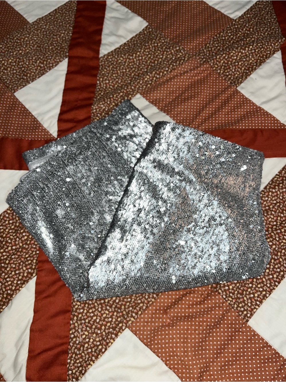 White House Black Market Silver Sequin Mini Skirt